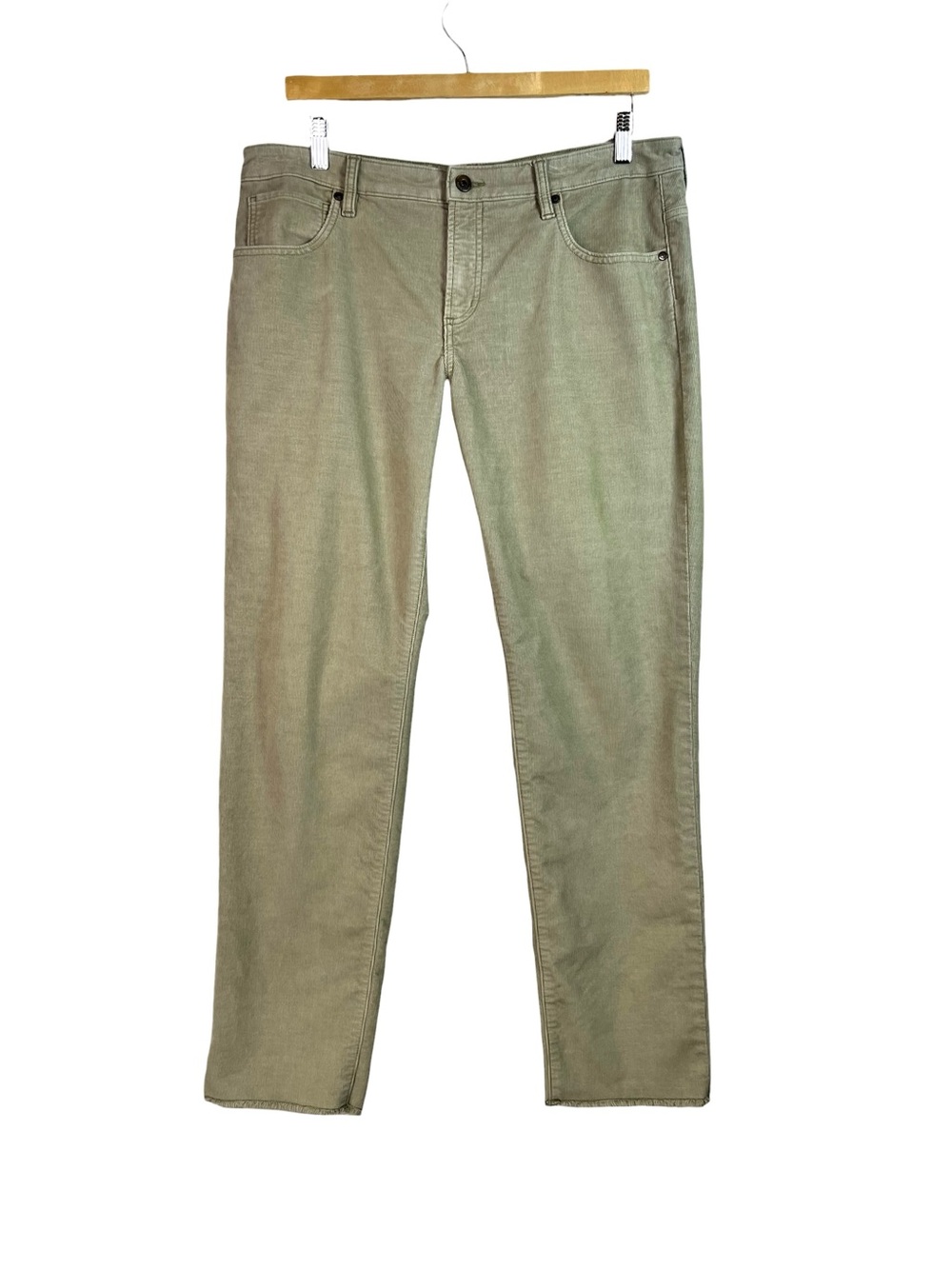 Carve Designs Women’s Green Corduroy Pants Size 12 Raw Hem Sustainable Boho
